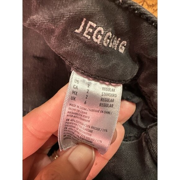 American Eagle Jeans Womens 4 Black Denim Super Stretch Jegging Distressed J67 - Picture 4 of 8